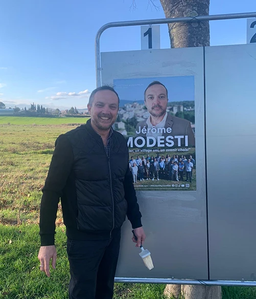 Jérôme Modesti - affichage campagne municipales à Peynier
